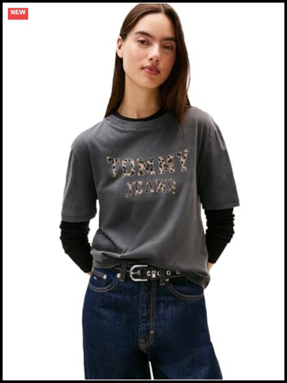 Women's Graphic Tee Boxy Fit 100% Cotton Leopard Varsity Logo Crew Neck